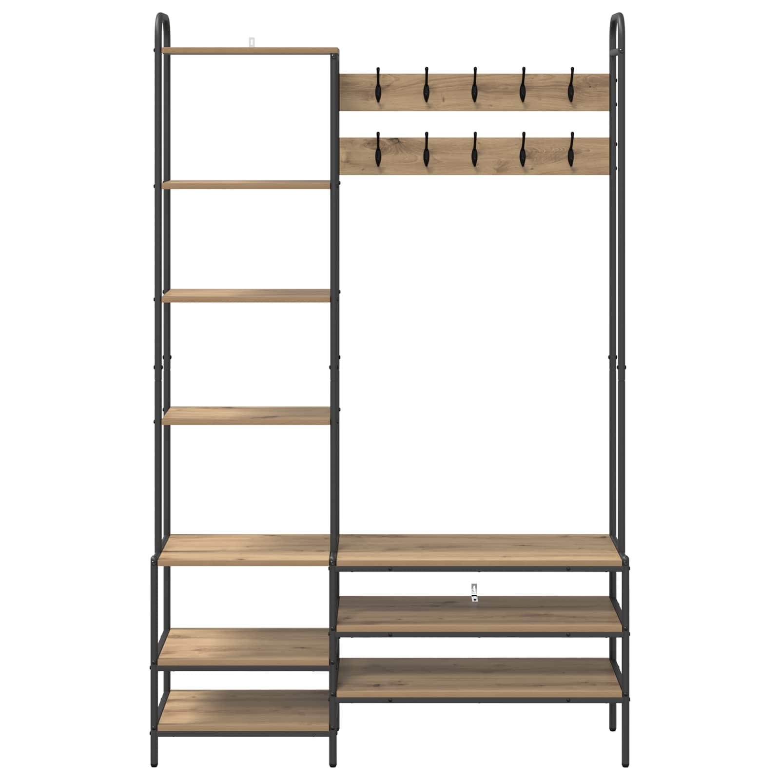 Kapstok met schoenenbank Artisanaal eiken 120,5 x 34 x 190 cm