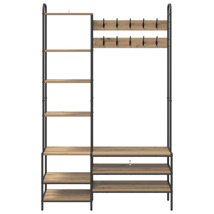 Kapstok met schoenenbank Artisanaal eiken 120,5 x 34 x 190 cm