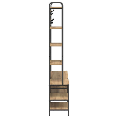 Kapstok met schoenenbank Artisanaal eiken 120,5 x 34 x 190 cm