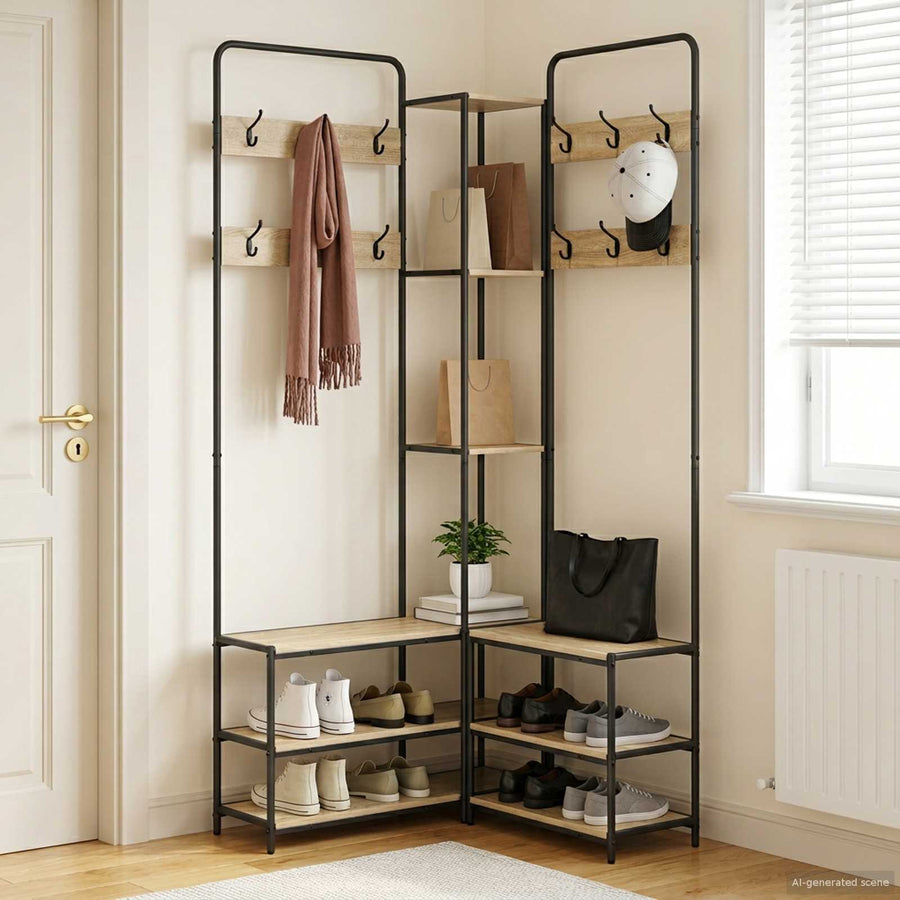 Kapstok met schoenenbank Sonoma Eiken 143 x 30 x 199,5 cm