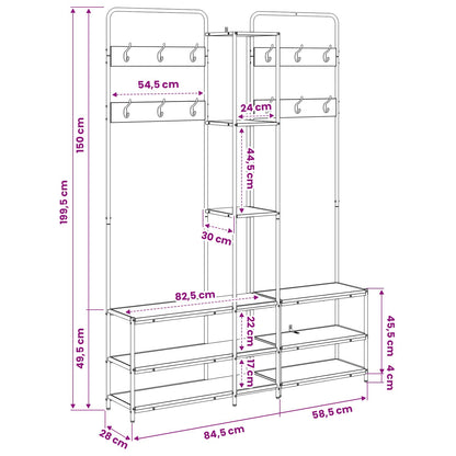 Kapstok met schoenenbank Sonoma Eiken 143 x 30 x 199,5 cm