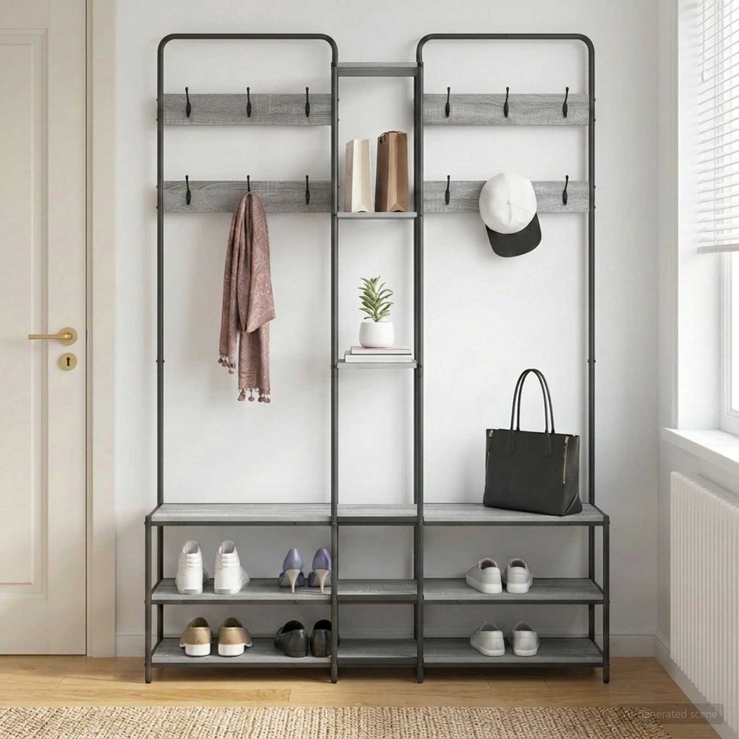 Kapstok met schoenenbank Grijs Sonoma 143 x 30 x 199,5 cm