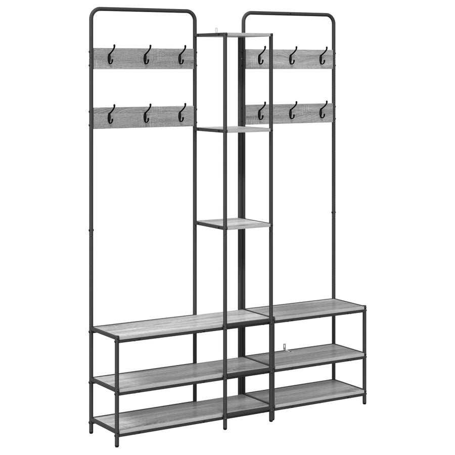 Kapstok met schoenenbank Grijs Sonoma 143 x 30 x 199,5 cm
