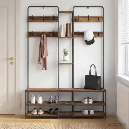 Kapstok met schoenenbank Oud hout 143 x 30 x 199,5 cm