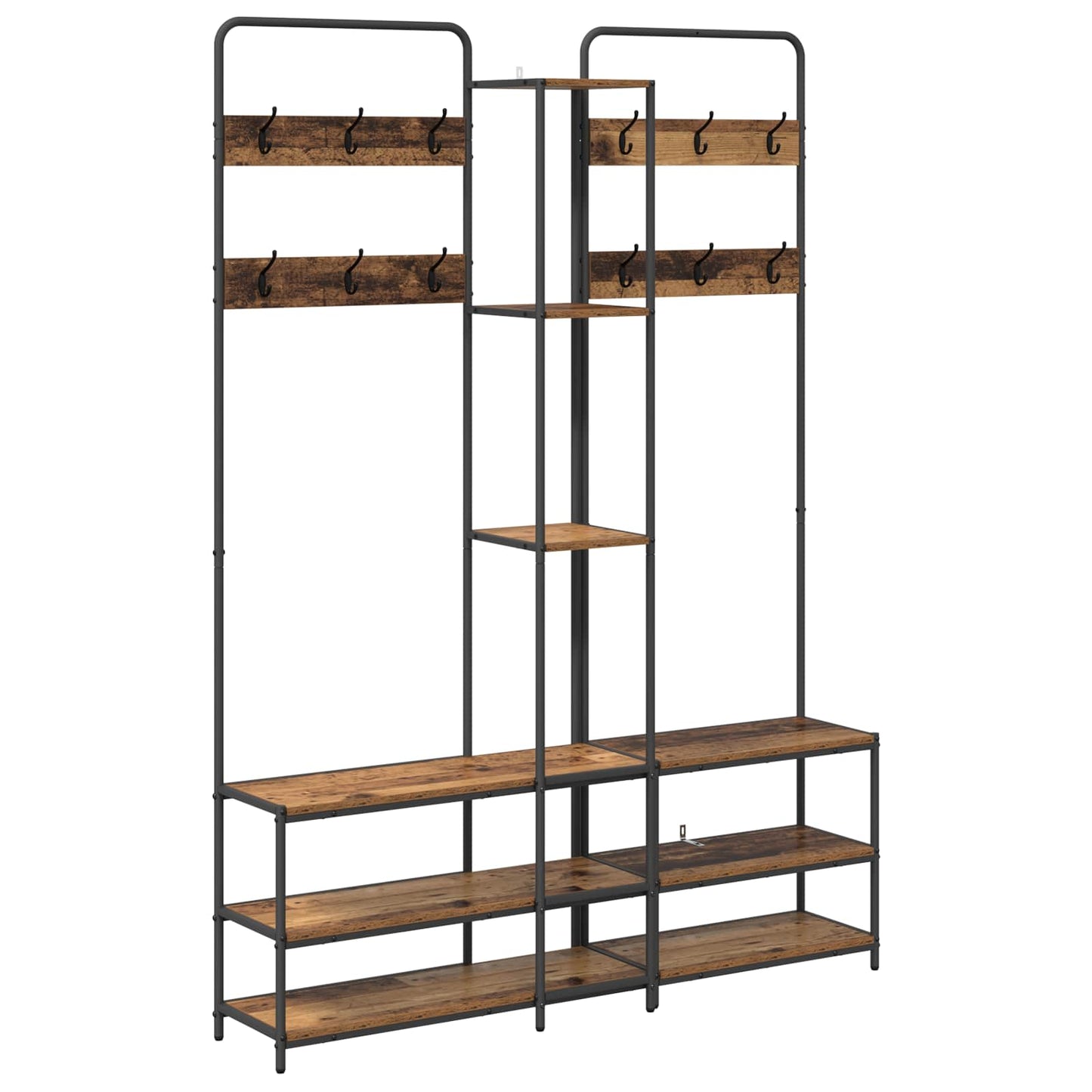 Kapstok met schoenenbank Oud hout 143 x 30 x 199,5 cm