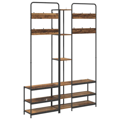 Kapstok met schoenenbank Oud hout 143 x 30 x 199,5 cm