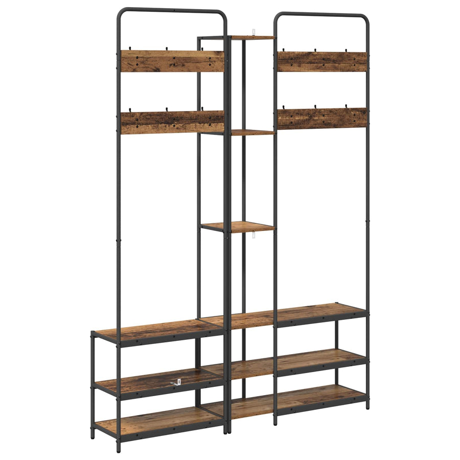 Kapstok met schoenenbank Oud hout 143 x 30 x 199,5 cm