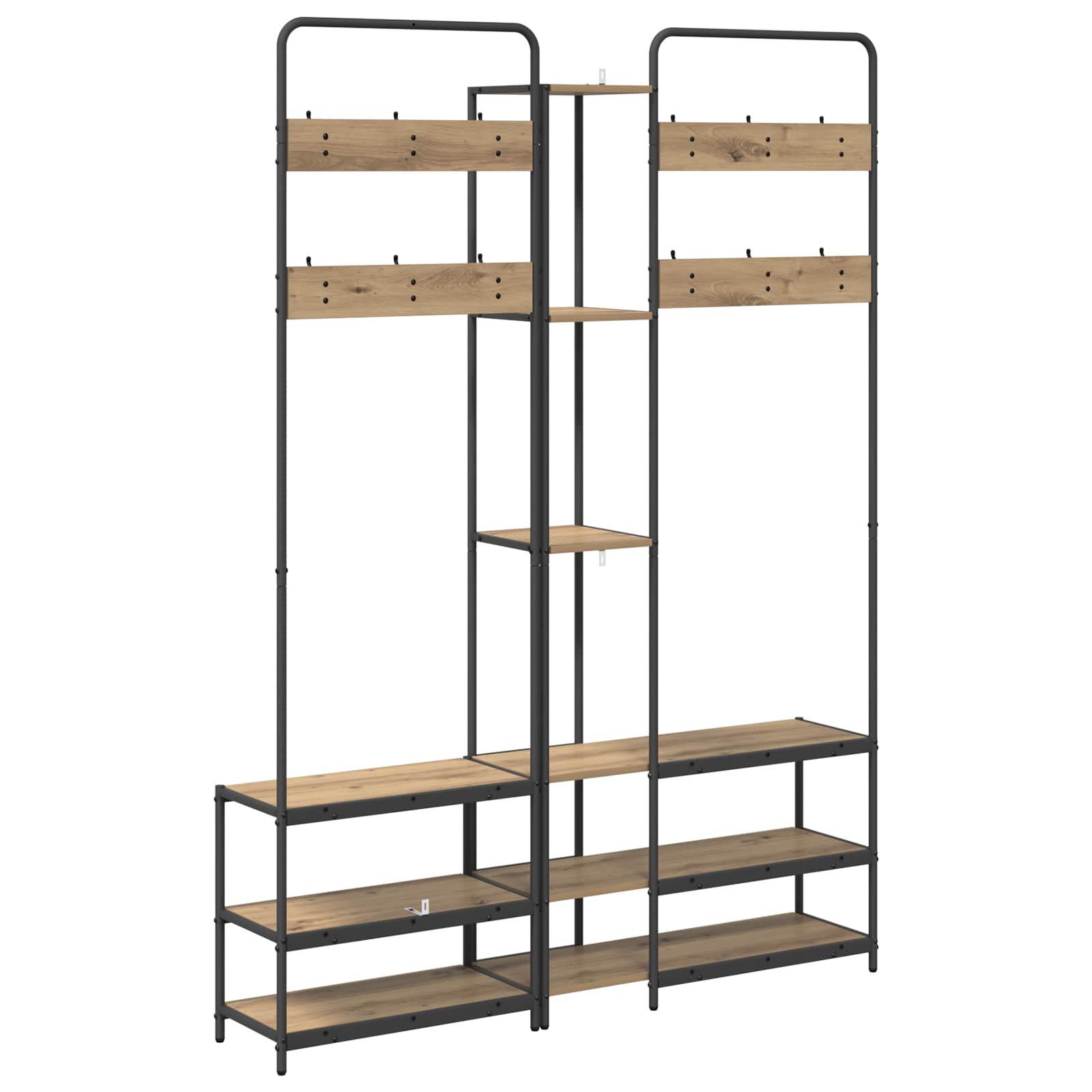Kapstok met schoenenbank Artisanaal eiken 143 x 30 x 199,5 cm