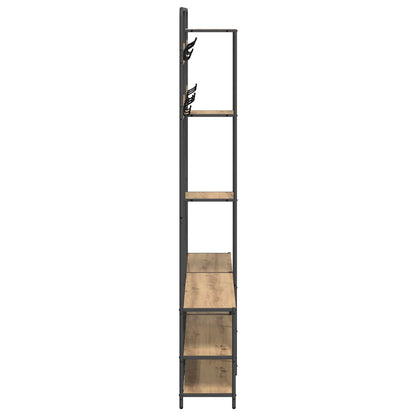 Kapstok met schoenenbank Artisanaal eiken 143 x 30 x 199,5 cm