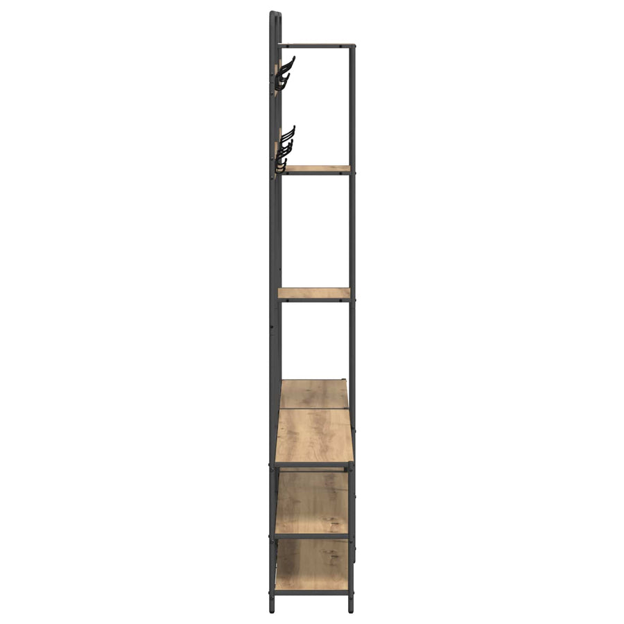 Kapstok met schoenenbank Artisanaal eiken 143 x 30 x 199,5 cm