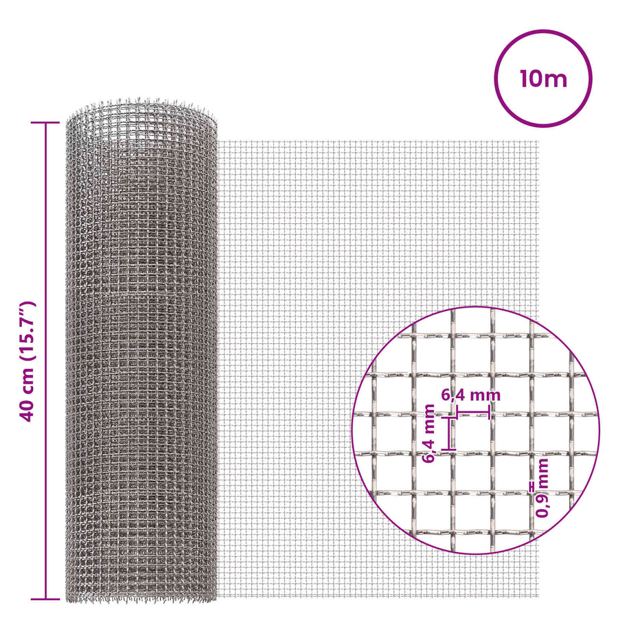 Gaas Scherm 40 x 1000 cm 3 Mesh RVS 201 Zilverkleurig