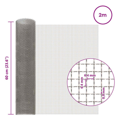 Gaas Scherm 60 x 200 cm 3 Mesh RVS 201 Zilverkleurig