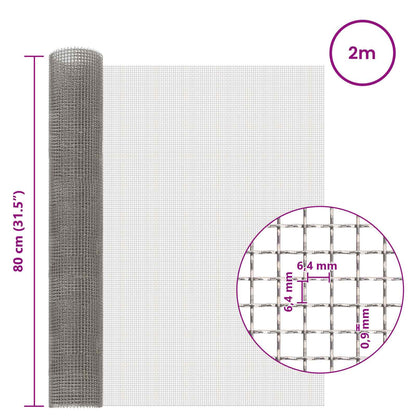Gaas Scherm 80 x 200 cm 3 Mesh RVS 201 Zilverkleurig