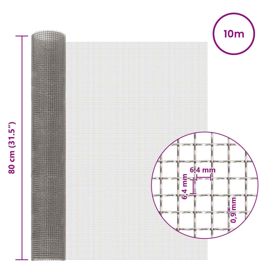 Gaas Scherm 80 x 1000 cm 3 Mesh RVS 201 Zilverkleurig