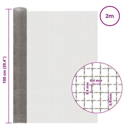 Gaas Scherm 100 x 200 cm 3 Mesh RVS 201 Zilverkleurig