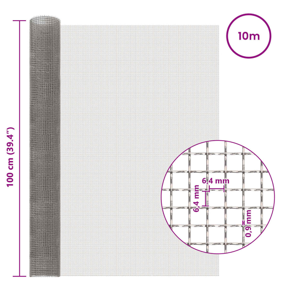 Gaas Scherm 100 x 1000 cm 3 Mesh RVS 201 Zilverkleurig