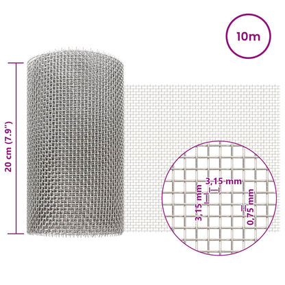 Gaas Scherm 20 x 1000 cm 6 Mesh RVS 201 Zilverkleurig