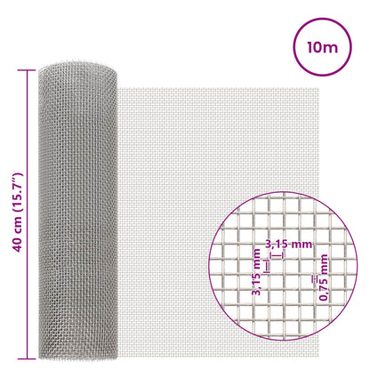 Gaas Scherm 40 x 1000 cm 6 Mesh RVS 201 Zilverkleurig
