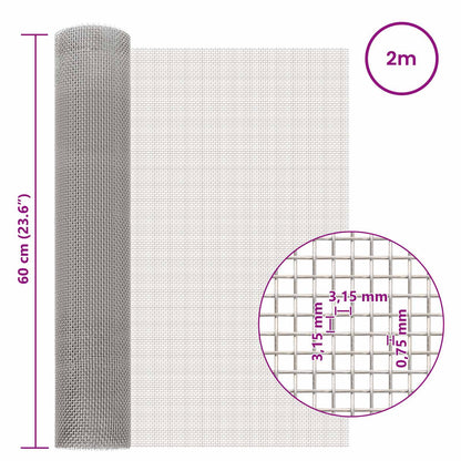 Gaas Scherm 60 x 200 cm 6 Mesh RVS 201 Zilverkleurig