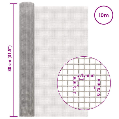 Gaas Scherm 80 x 1000 cm 6 Mesh RVS 201 Zilverkleurig