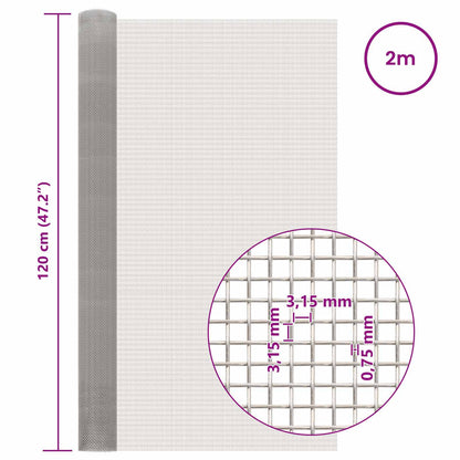 Gaas Scherm 120 x 200 cm 6 Mesh RVS 201 Zilverkleurig