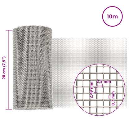 Gaas Scherm 20 x 1000 cm 8 Mesh RVS 201 Zilverkleurig