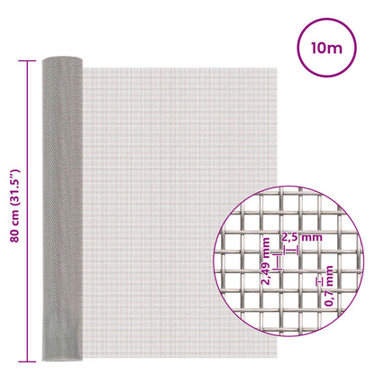Gaas Scherm 80 x 1000 cm 8 Mesh RVS 201 Zilverkleurig