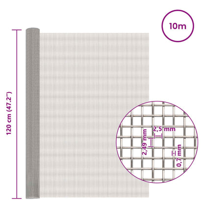 Gaas Scherm 120 x 1000 cm 8 Mesh RVS 201 Zilverkleurig