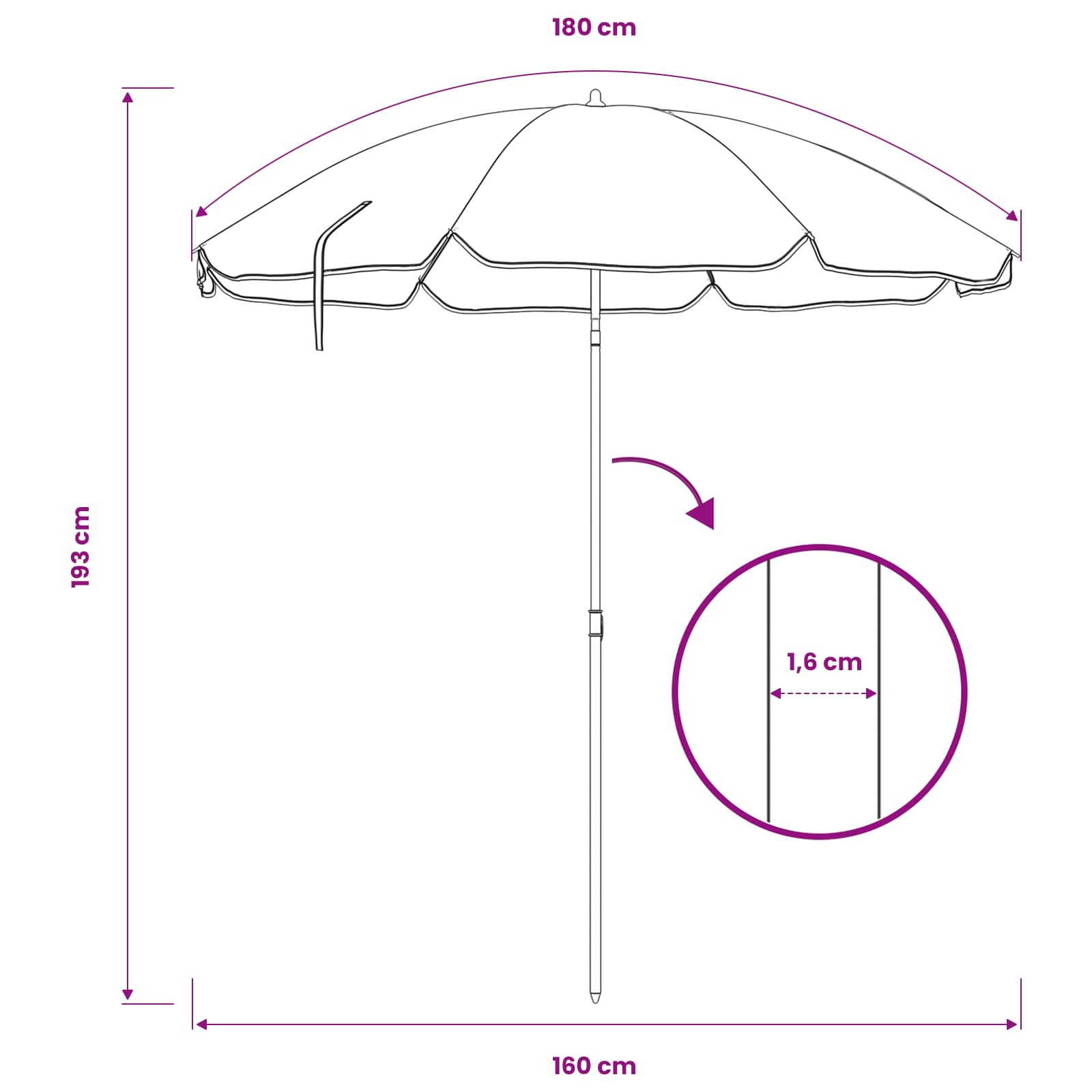Tuinparasol 160 cm 170T polyester Oranje