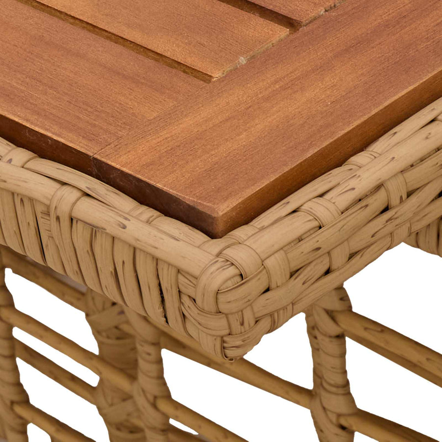 Tuinstafel Naturel 100 x 55 x 37 cm PE Rattan en Glas