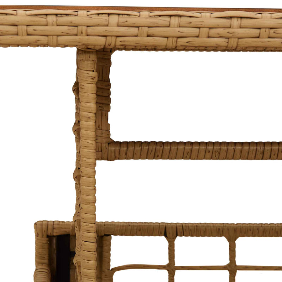 Tuinstafel Naturel 100 x 55 x 37 cm PE Rattan en Glas