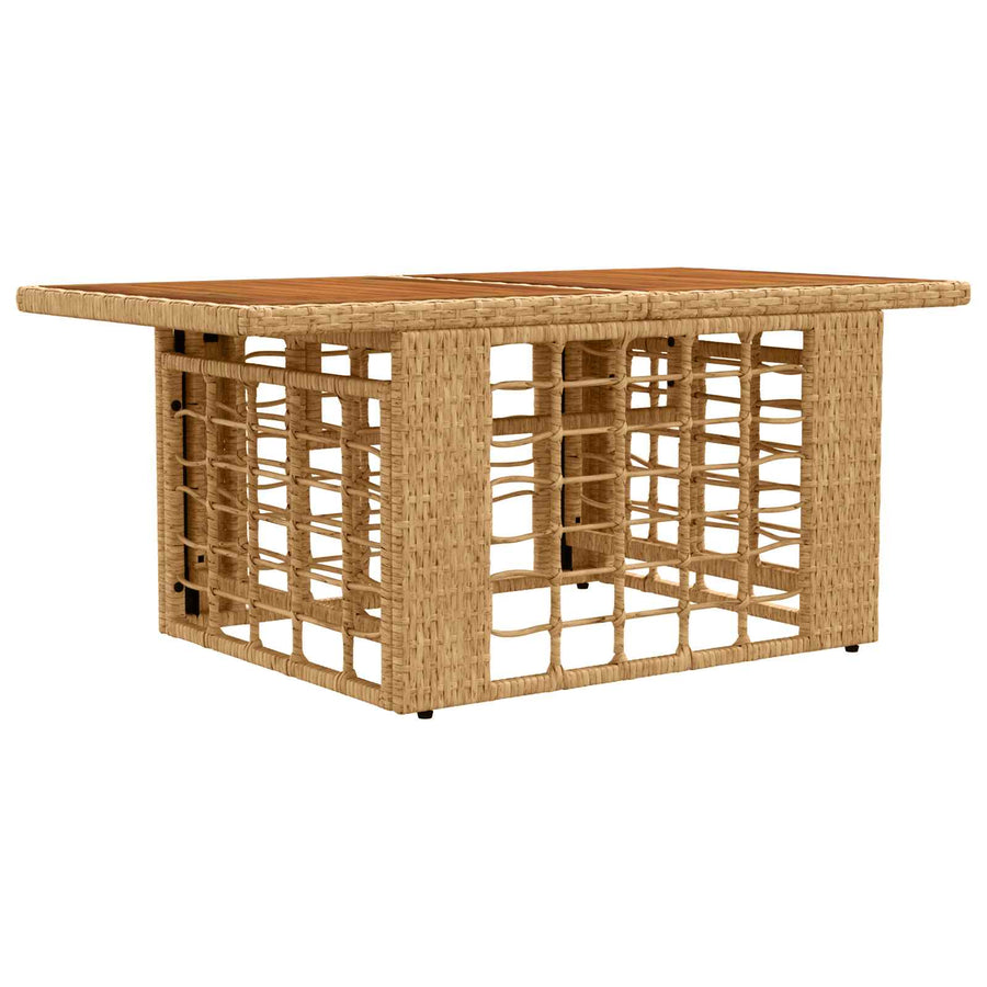 Tuinstafel Naturel 100 x 55 x 37 cm PE Rattan en Glas