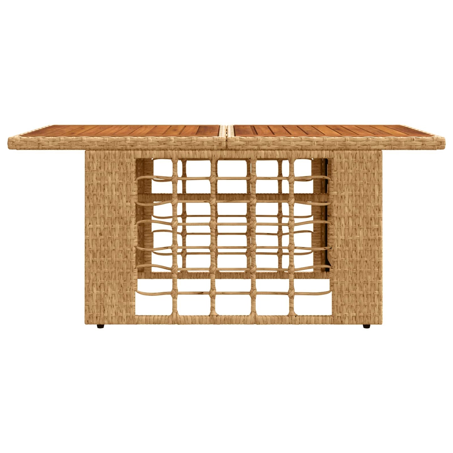 Tuinstafel Naturel 100 x 55 x 37 cm PE Rattan en Glas