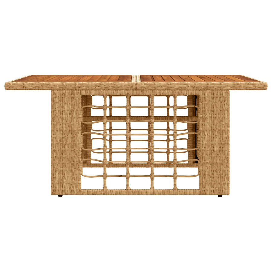 Tuinstafel Naturel 100 x 55 x 37 cm PE Rattan en Glas