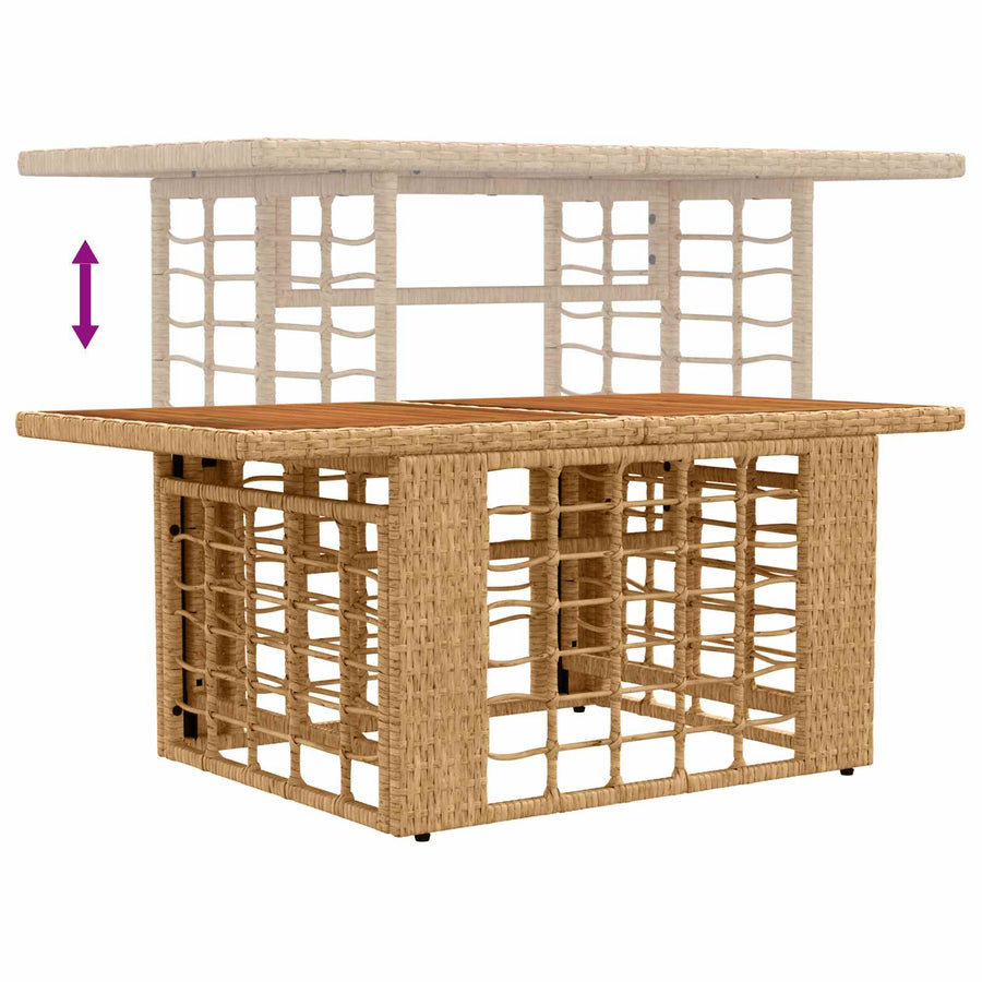 Tuinstafel Naturel 100 x 55 x 37 cm PE Rattan en Glas