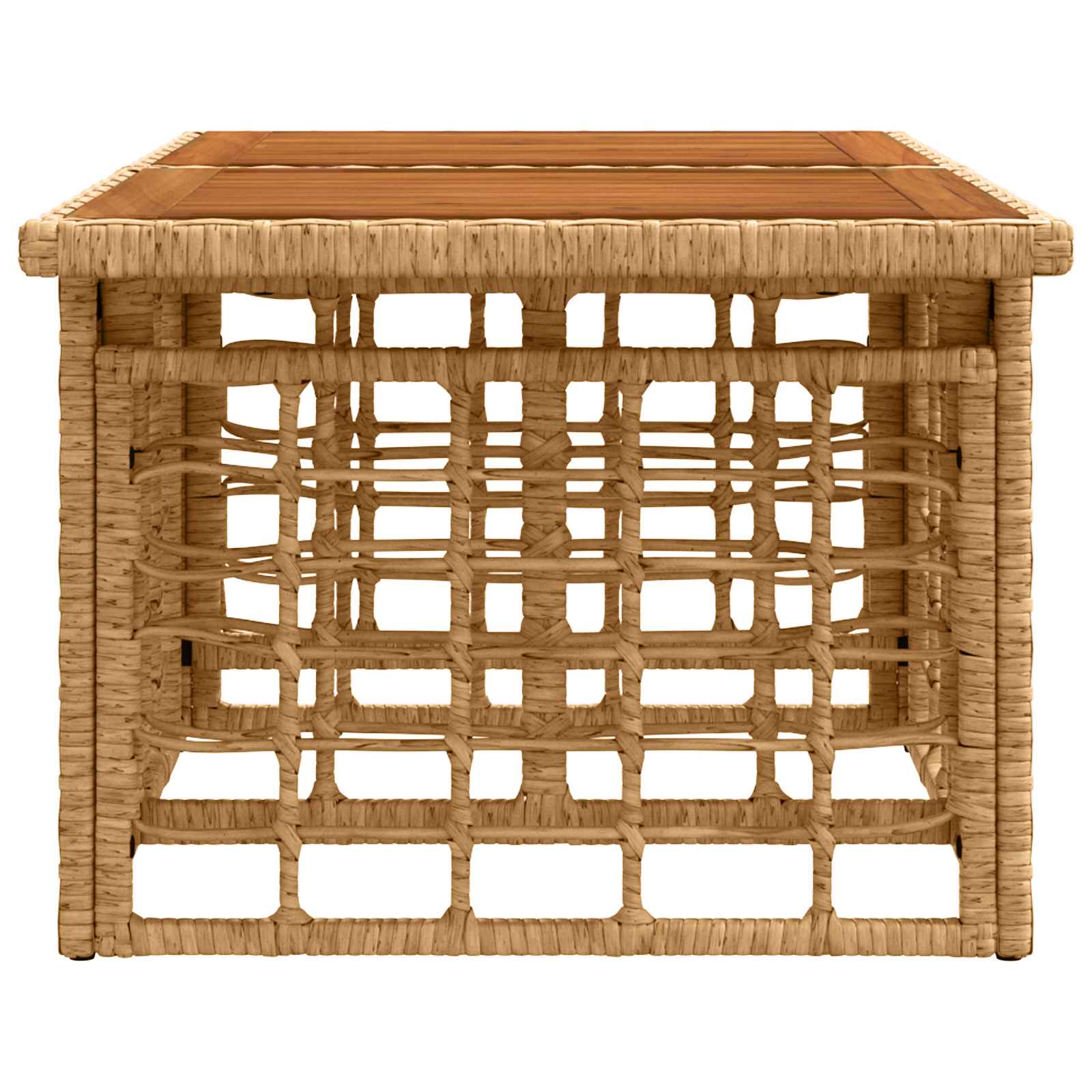 Tuinstafel Naturel 100 x 55 x 37 cm PE Rattan en Glas