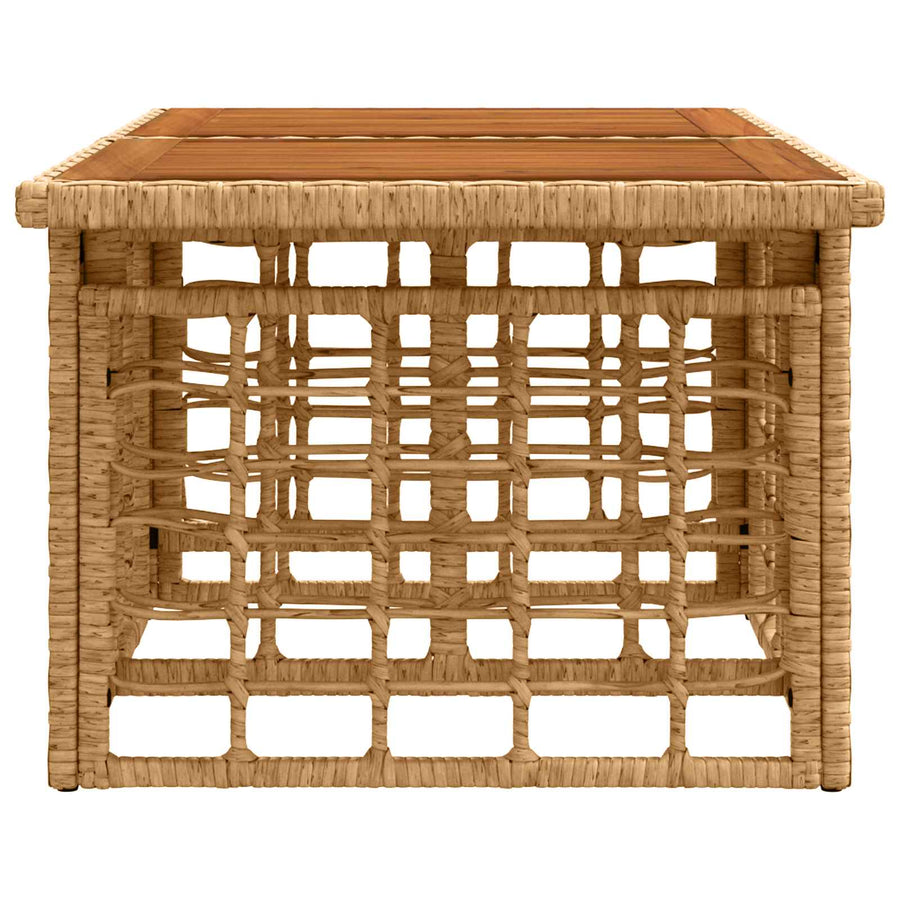 Tuinstafel Naturel 100 x 55 x 37 cm PE Rattan en Glas