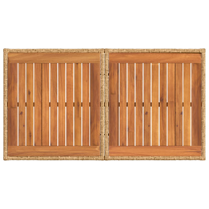 Tuinstafel Naturel 100 x 55 x 37 cm PE Rattan en Glas