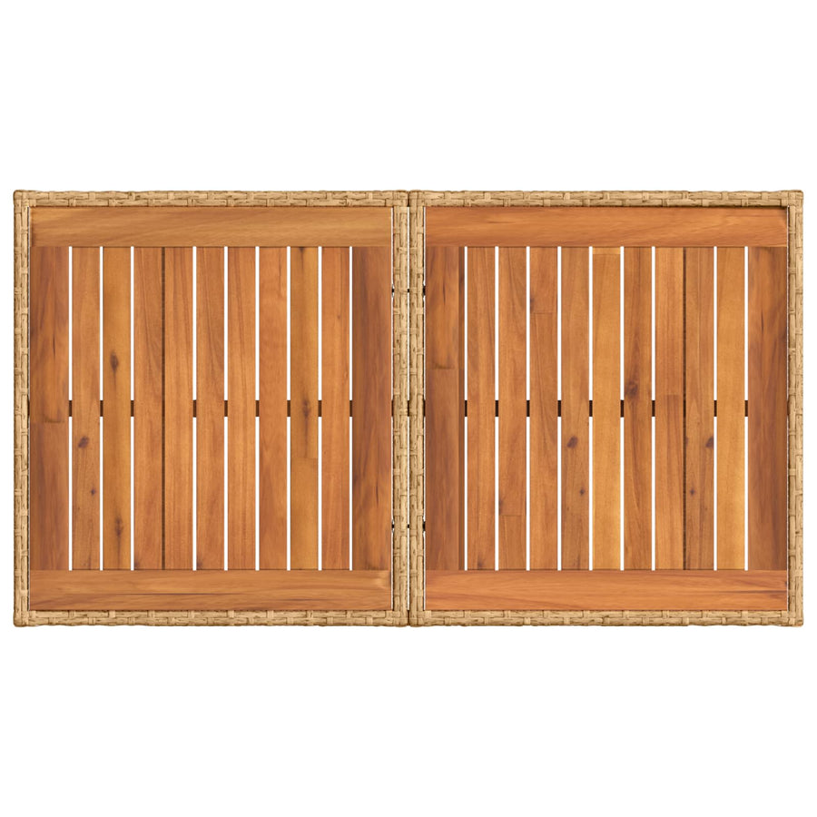 Tuinstafel Naturel 100 x 55 x 37 cm PE Rattan en Glas