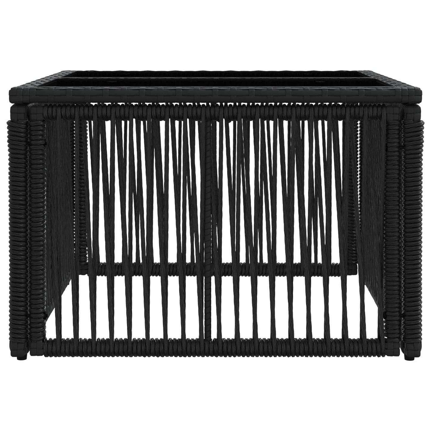 Tuintafel Zwart 55 x 55 x 37 cm PE Rattan en Glas