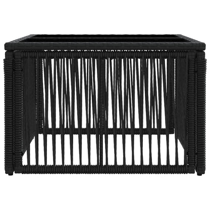 Tuintafel Zwart 55 x 55 x 37 cm PE Rattan en Glas