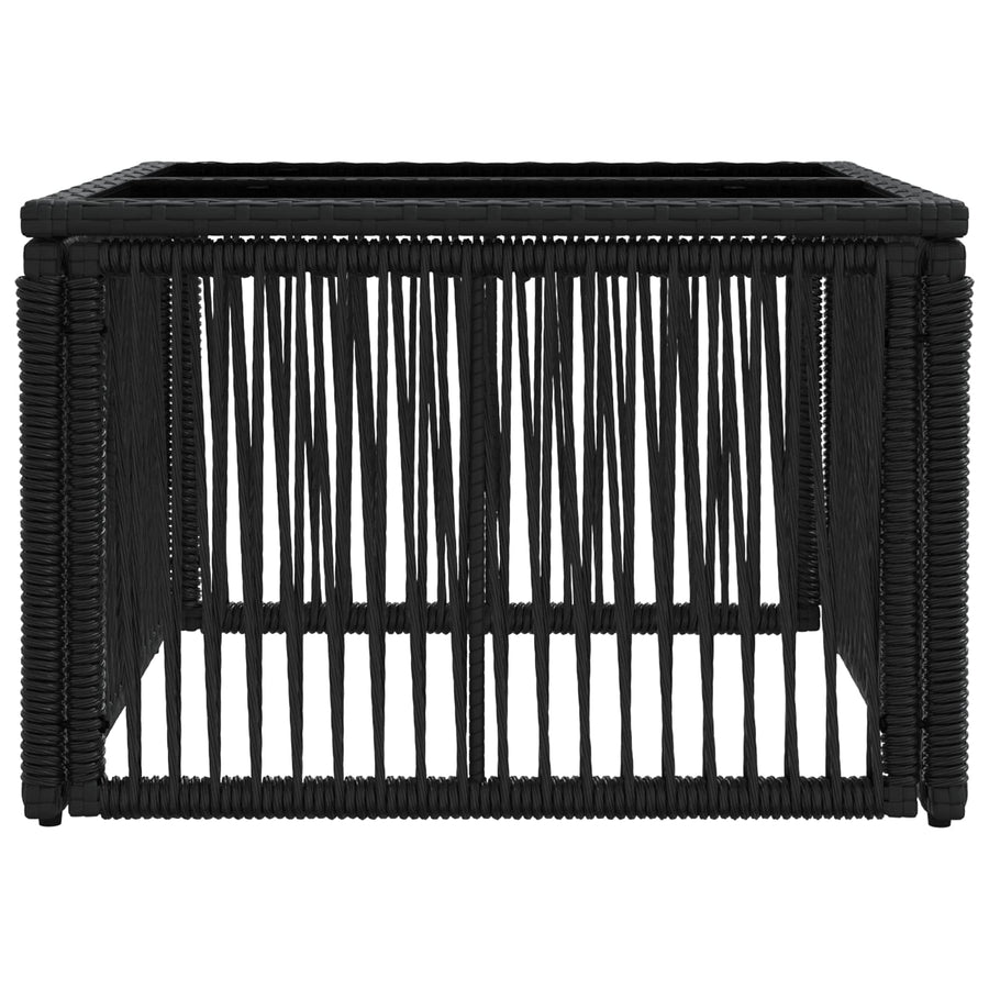 Tuintafel Zwart 55 x 55 x 37 cm PE Rattan en Glas