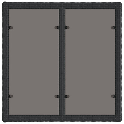 Tuintafel Zwart 55 x 55 x 37 cm PE Rattan en Glas