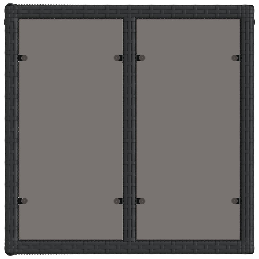 Tuintafel Zwart 55 x 55 x 37 cm PE Rattan en Glas