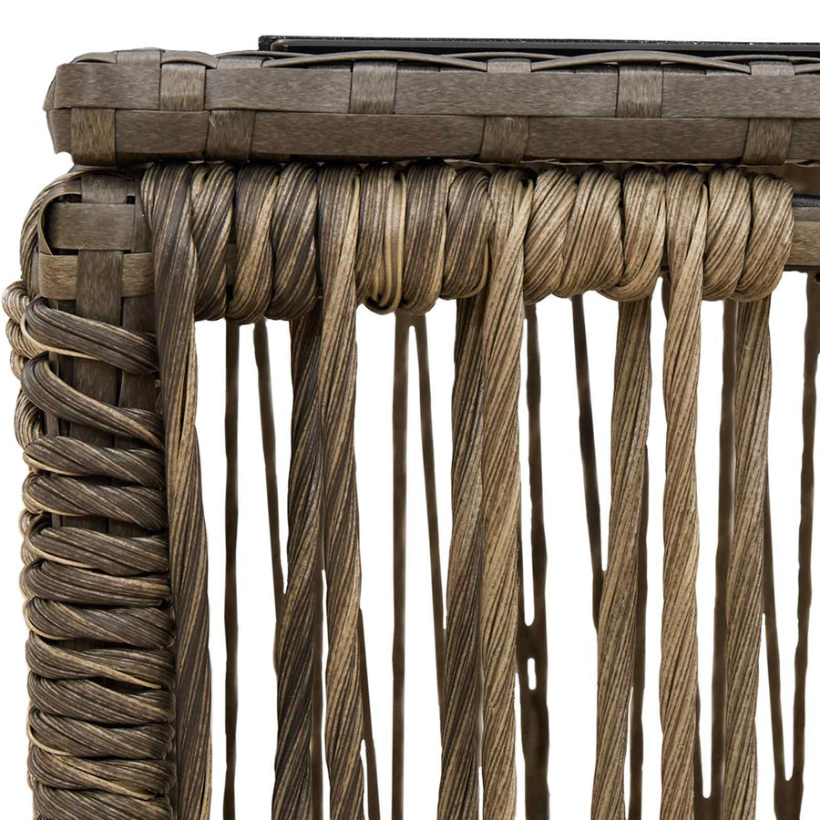 Tuinstafel Grijs en zwart 55 x 55 x 37 cm PE Rattan en Glas