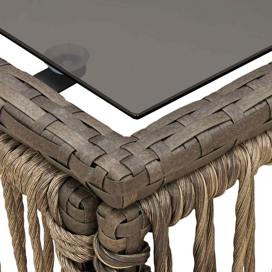 Tuinstafel Grijs en zwart 55 x 55 x 37 cm PE Rattan en Glas