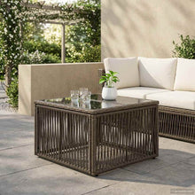 Tuinstafel Grijs en zwart 55 x 55 x 37 cm PE Rattan en Glas