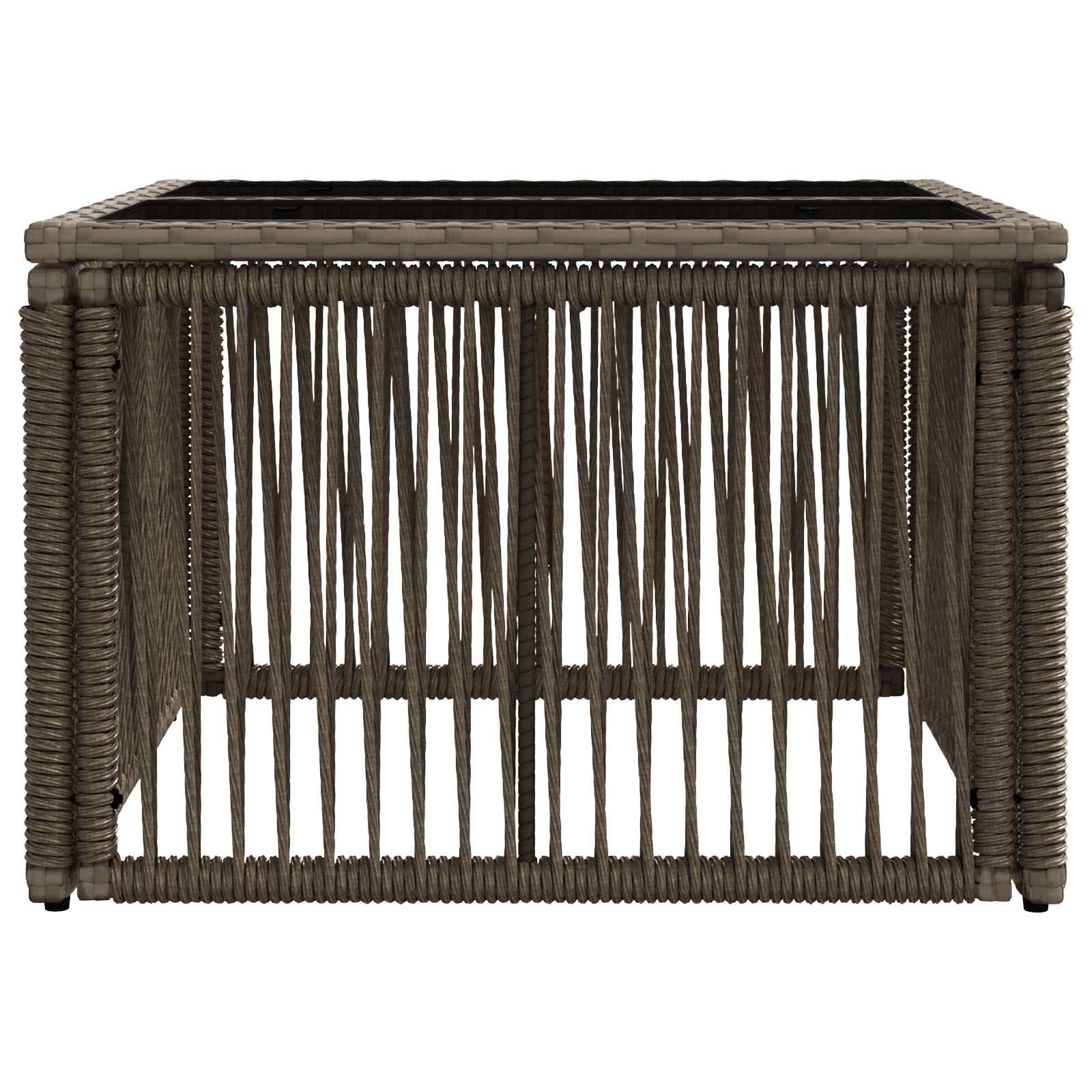 Tuinstafel Grijs en zwart 55 x 55 x 37 cm PE Rattan en Glas