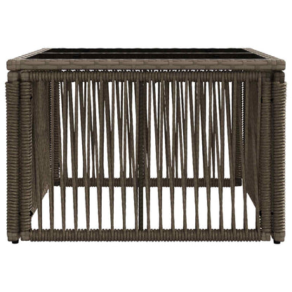 Tuinstafel Grijs en zwart 55 x 55 x 37 cm PE Rattan en Glas
