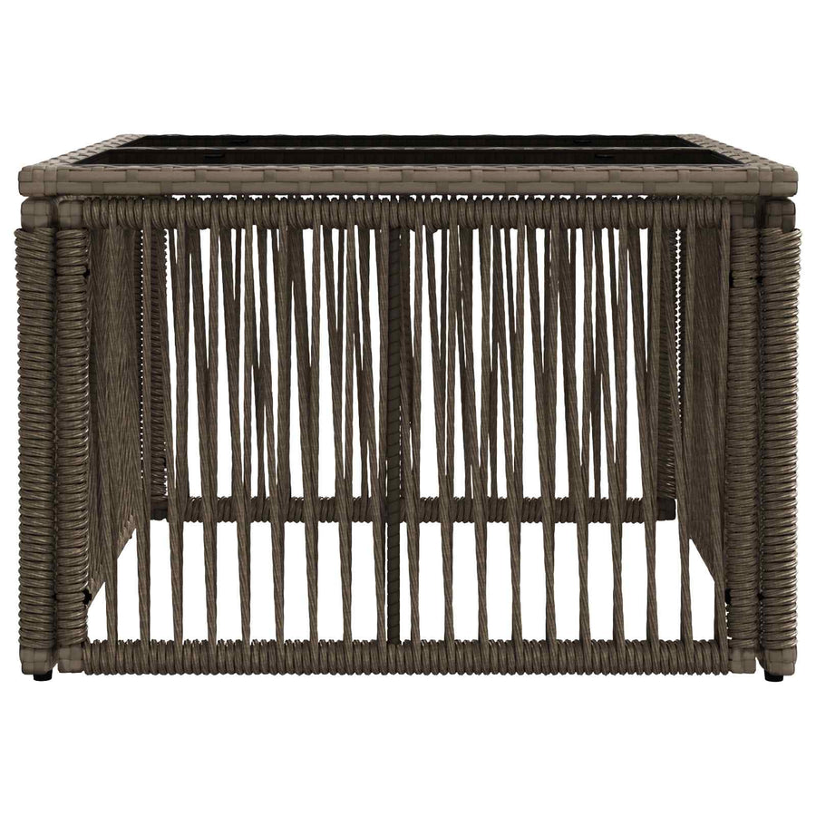 Tuinstafel Grijs en zwart 55 x 55 x 37 cm PE Rattan en Glas